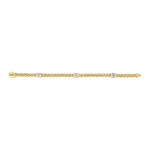 New 14K GOLD WOVEN DIAMOND STATION BRACELET